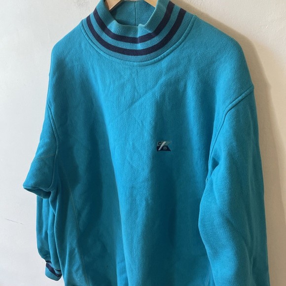 Vintage Teal Blue Thick CB Cutter Buck Long Sleeve Mock Neck Sweatshirt … - Picture 2 of 11